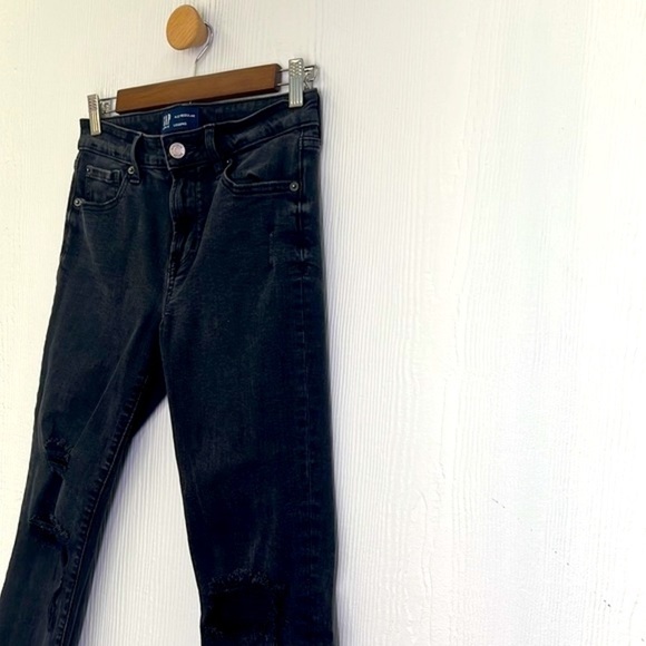 GAP - Y2K Black Stonewash Distressed Denim Jean Legging Size 4 - Picture 8 of 11